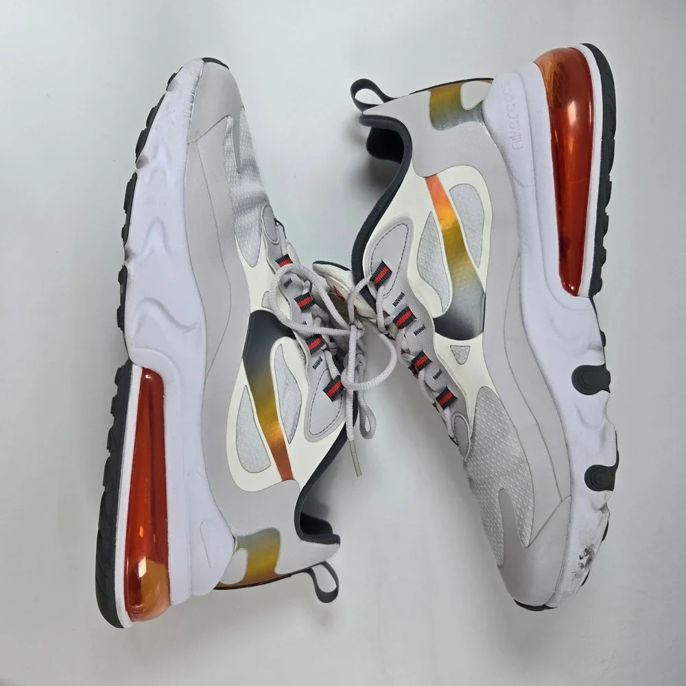 Nike Air Max 270 React Mens 11 White Grey Red CD6615-100 Sneakers Running Shoes